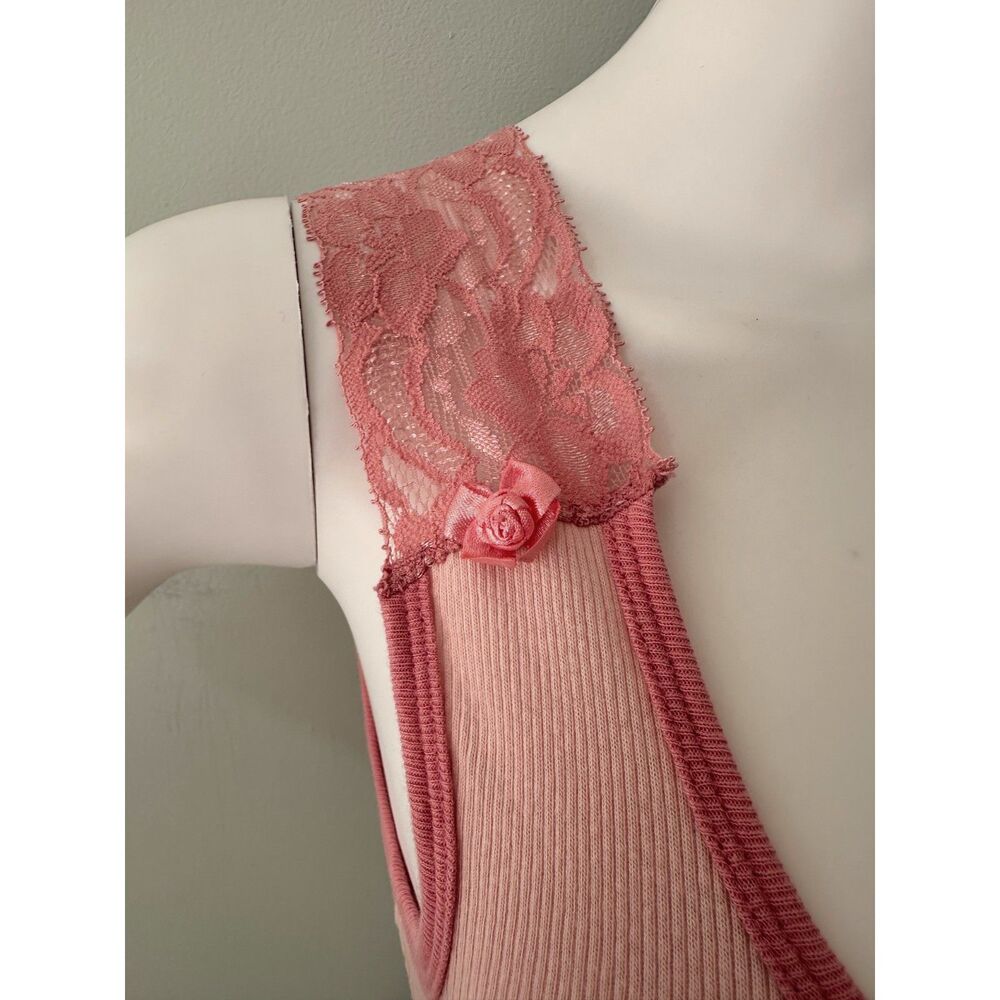 Vintage Y2K Coca-Cola Distressed Graphic Pink Lace Trim Baby Tank Top size XS - Picture 5 of 9